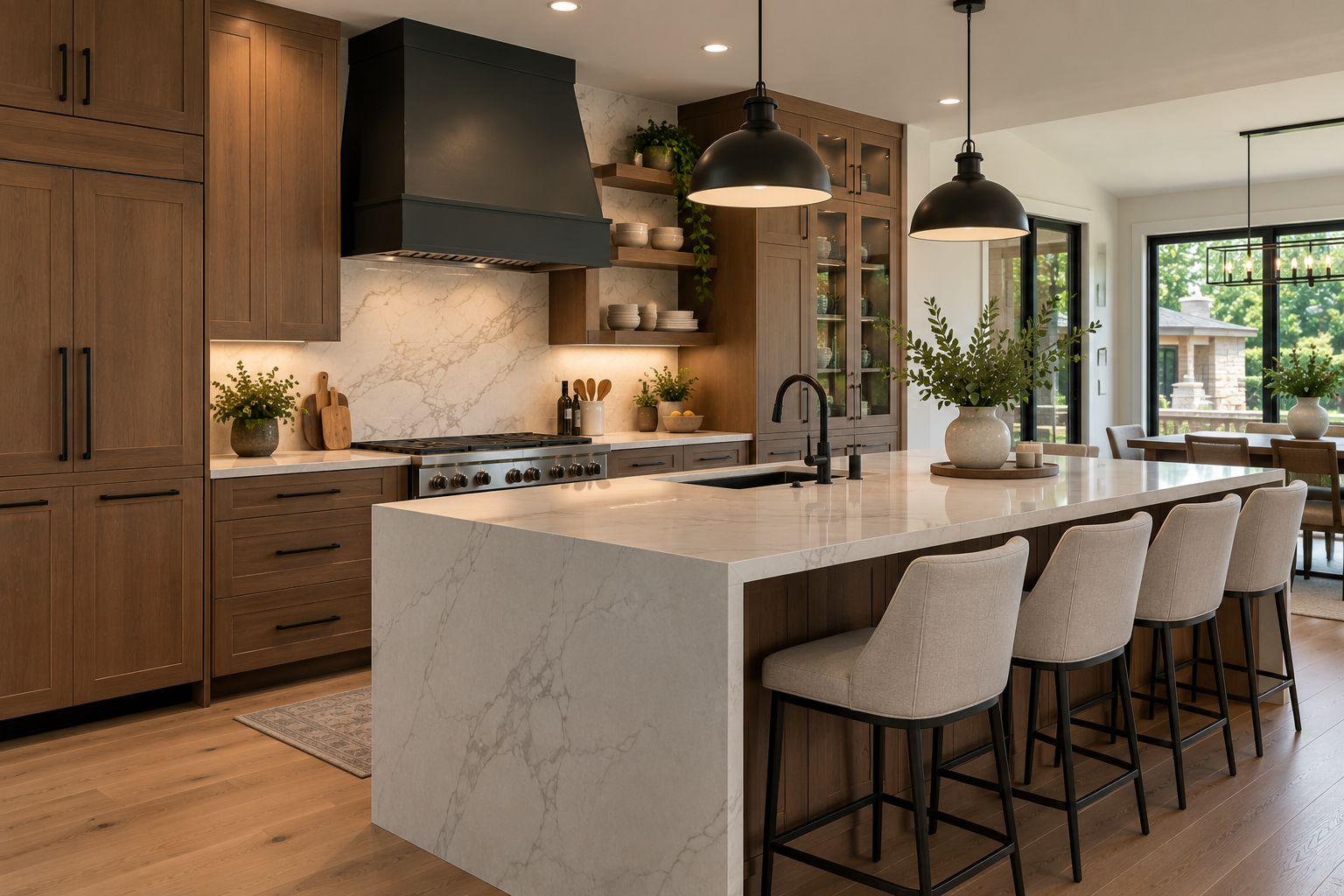 Modern farmhouse kitchen remodel with a large island