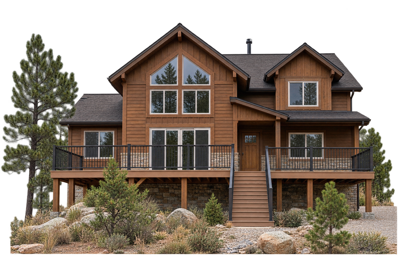 Mountain home on acreage with a gravel drive in Teller County